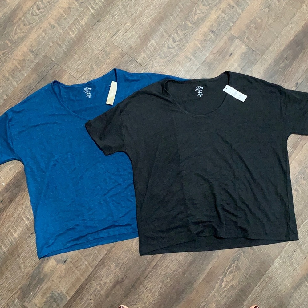 NWT $45 each lot of two J Crew linen relaxed fit scoop neck tees size small s